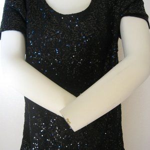 VICTORIA'S SECRET Sequin Top Tunic Dress BLACK XS